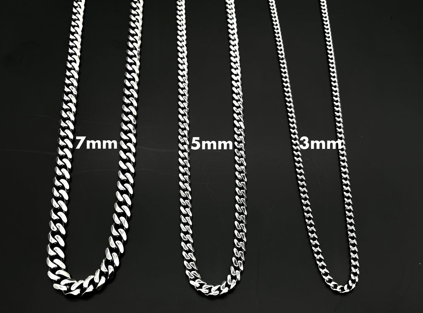 Cuban Titanium Chain, 3mm 5mm 7mm - VALTROVO