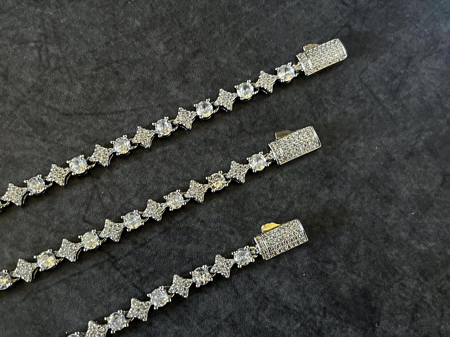 Silver Iced Out Star Tennis Chain - 5mm CZ 925 Silver Tennis Chain Necklace