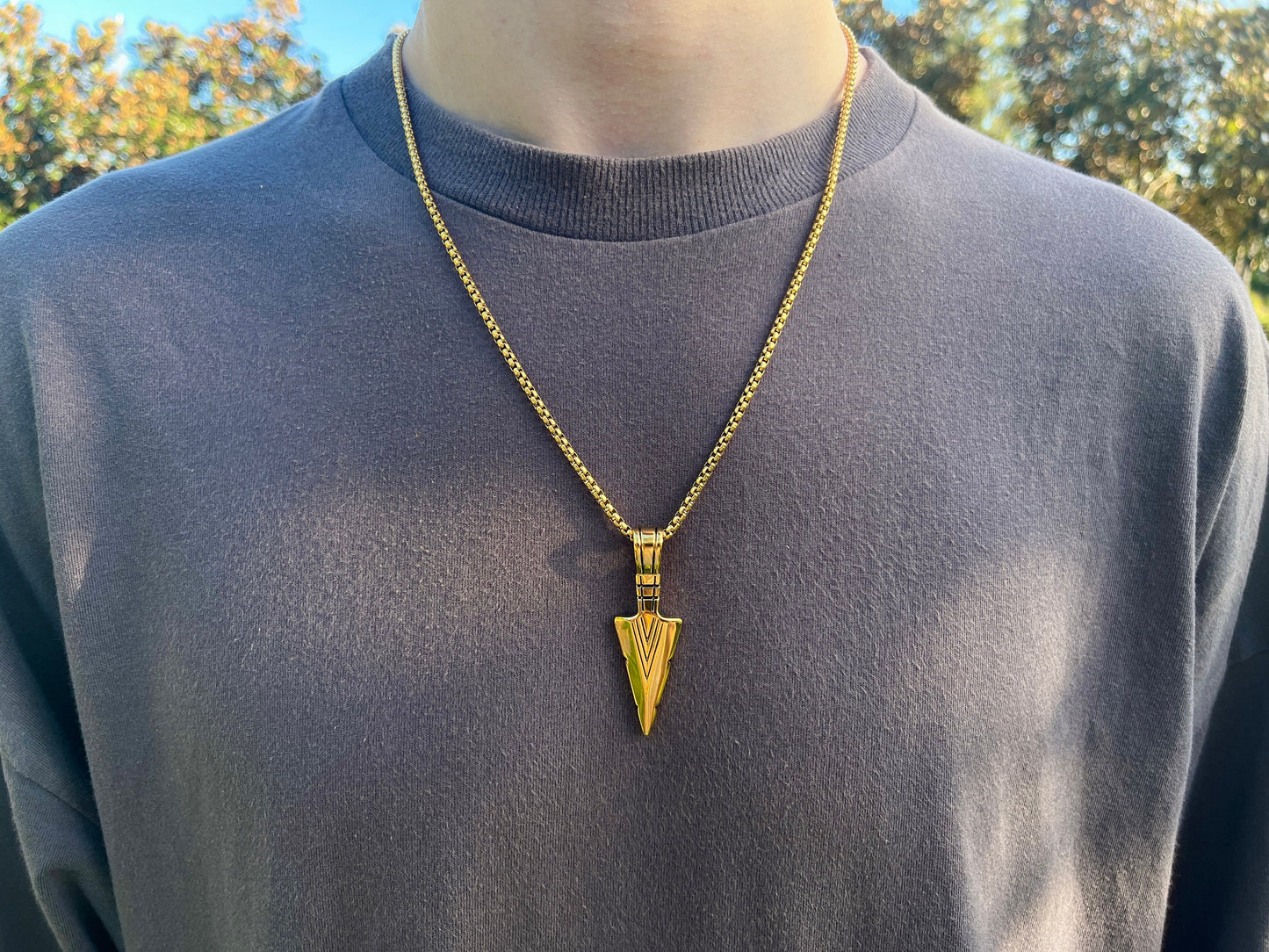 Stainless Steel Arrow Pendant Chain Minimalist Nordic Necklace Men