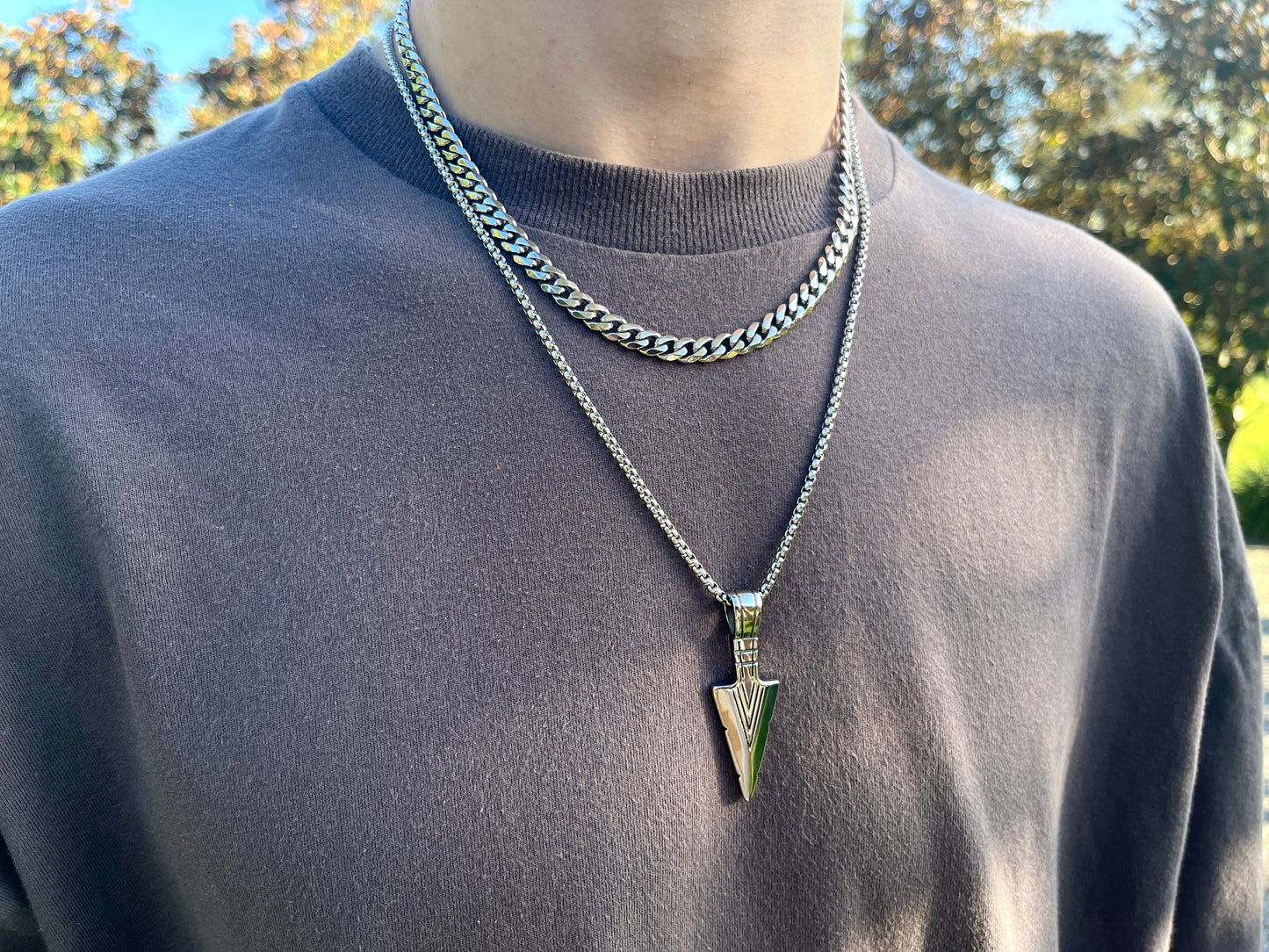 Stainless Steel Arrow Pendant Chain Minimalist Nordic Necklace Men