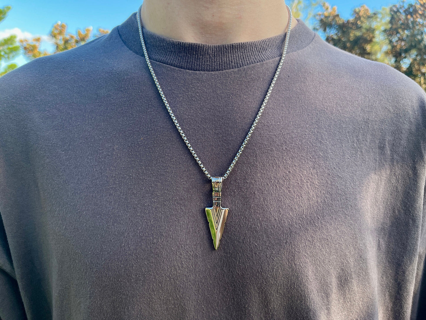 Stainless Steel Arrow Pendant Chain Minimalist Nordic Necklace Men